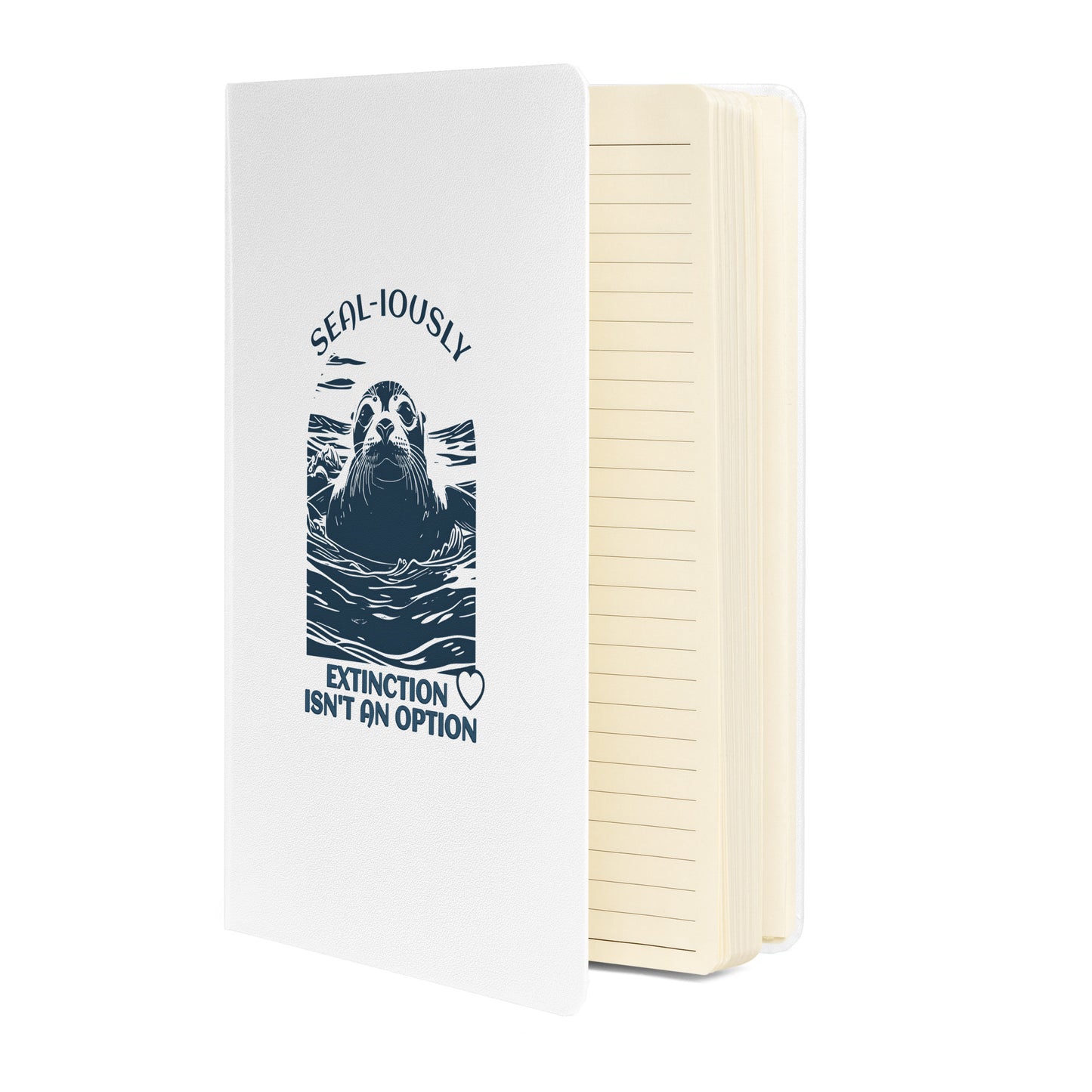 Inspirational Hardcover Notebook with Elastic Closure 'Seal - Save Animals'