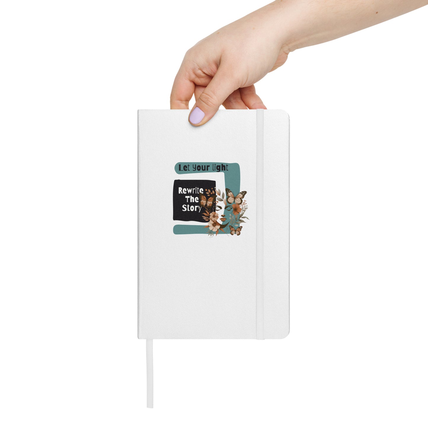 Inspirational Hardcover Notebook with Elastic Closure 'Rewrite The Story'