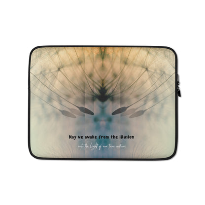 Premium Lightweight Laptop Sleeve/Case with Faux Fur Lining – Water, Oil, and Heat Resistant 'Metta Wishes'