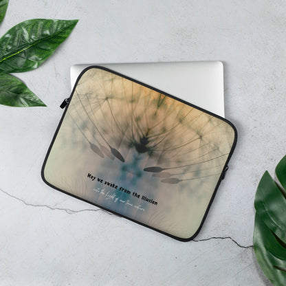 Premium Lightweight Laptop Sleeve/Case with Faux Fur Lining – Water, Oil, and Heat Resistant 'Metta Wishes'