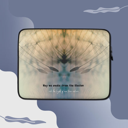 Premium Lightweight Laptop Sleeve/Case with Faux Fur Lining – Water, Oil, and Heat Resistant 'Metta Wishes'