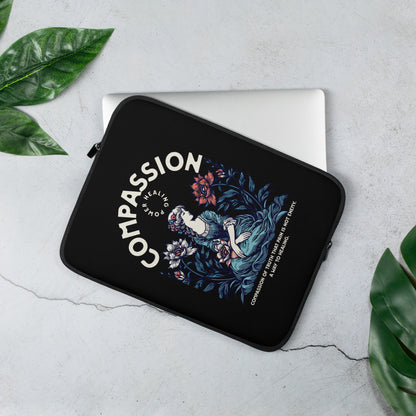 Premium Lightweight Laptop Sleeve/Case with Faux Fur Lining – Water, Oil, and Heat Resistant 'Compassion - Healing'