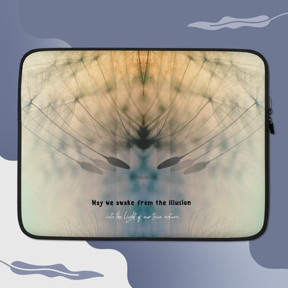 Premium Lightweight Laptop Sleeve/Case with Faux Fur Lining – Water, Oil, and Heat Resistant 'Metta Wishes'