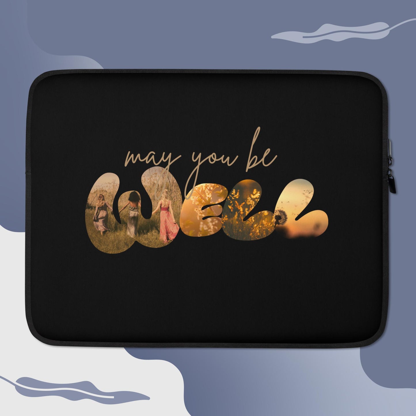 Premium Lightweight Laptop Sleeve with Faux Fur Lining – Water, Oil, and Heat Resistant 'May you be well'