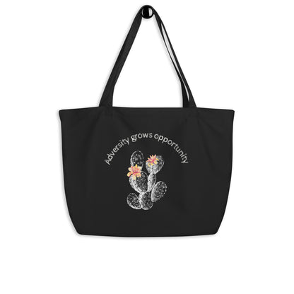 EcoTote Large Organic Cotton Bag - Reusable, Sustainable Shopping Tote, Eco-Friendly and Durable Inspirational ' Adversity'