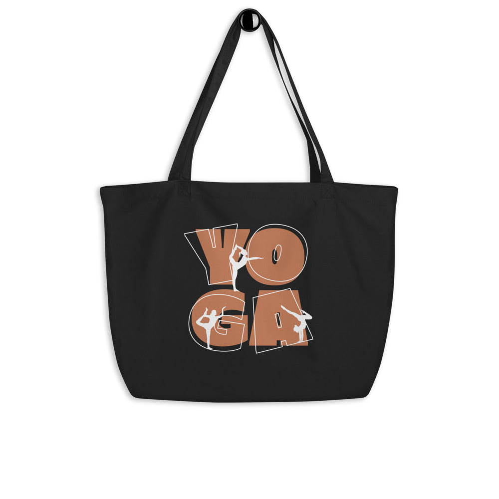 EcoTote Large Organic Cotton Bag - Reusable, Sustainable Shopping Tote, Eco-Friendly and Durable 'Yoga'