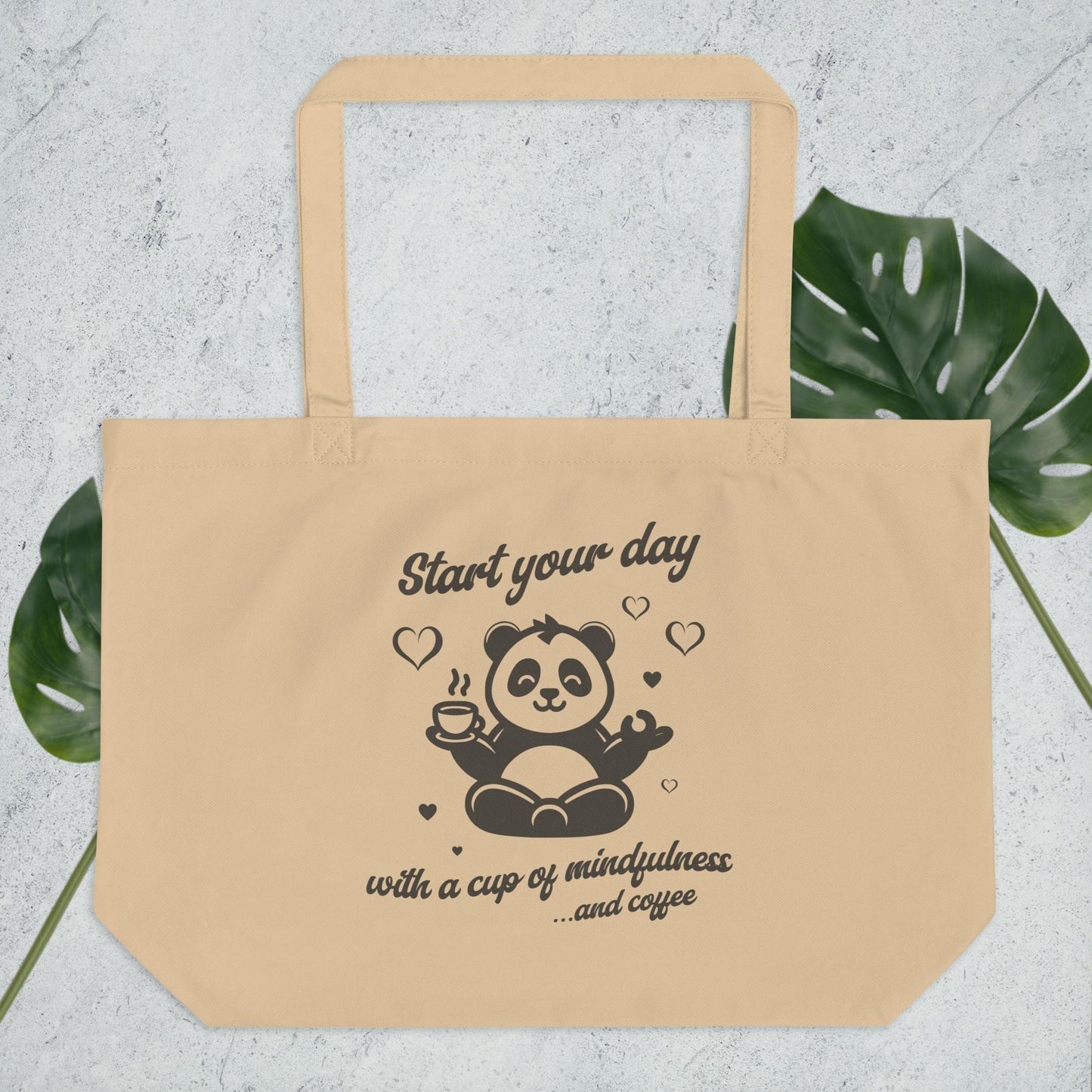 EcoTote Large Organic Cotton Bag - Reusable, Sustainable Shopping Tote, Eco-Friendly 'A cup of mindfulness'