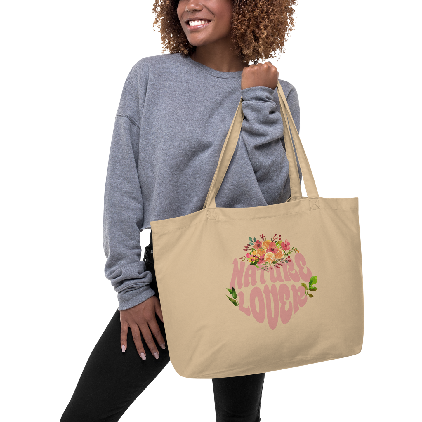 EcoTote Organic Cotton Bag LARGE - Reusable, Sustainable Shopping Tote, Eco-Friendly  'Nature Lover'