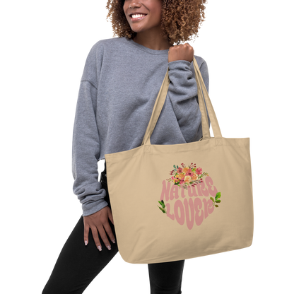 EcoTote Organic Cotton Bag LARGE - Reusable, Sustainable Shopping Tote, Eco-Friendly  'Nature Lover'