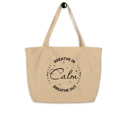 EcoTote Organic Cotton Bag LARGE - Reusable, Sustainable Shopping Tote, Eco-Friendly 'Calm Breathwork'