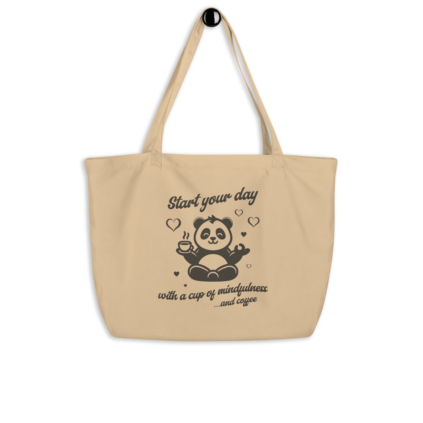 EcoTote Large Organic Cotton Bag - Reusable, Sustainable Shopping Tote, Eco-Friendly 'A cup of mindfulness'