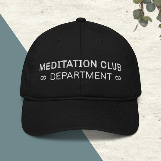 Organic Cotton Minimalist Hat - Eco-Friendly Sustainable Cap 'Meditation Club Department'