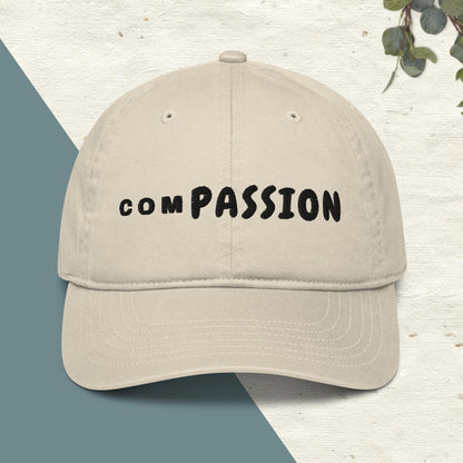 Organic Cotton Minimalist Hat - Eco-Friendly Sustainable Cap 'Compassion' Beige