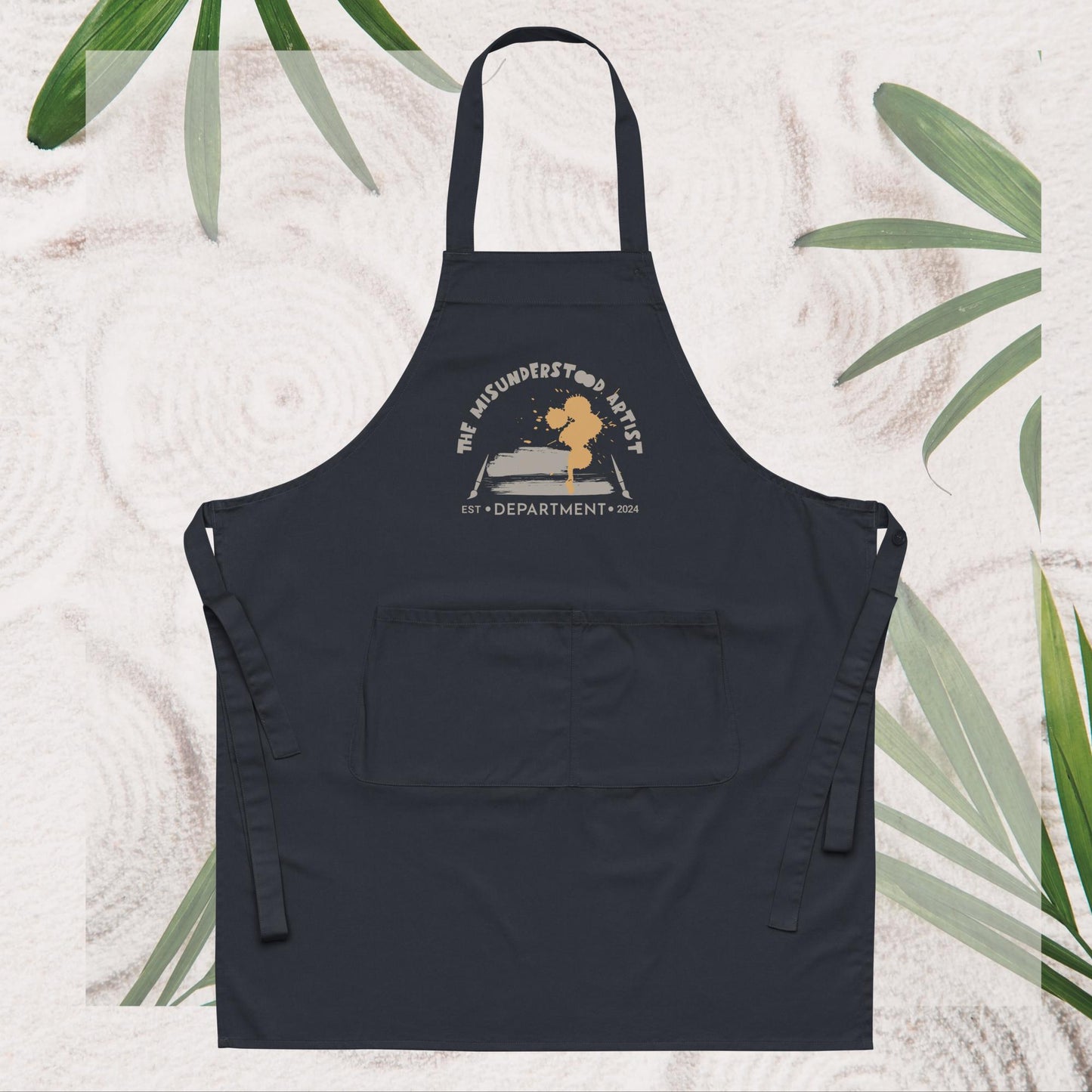 Organic Cotton Apron with Adjustable Straps and Front Pocket - Minimalist Eco-Friendly 'Misunderstood artist'