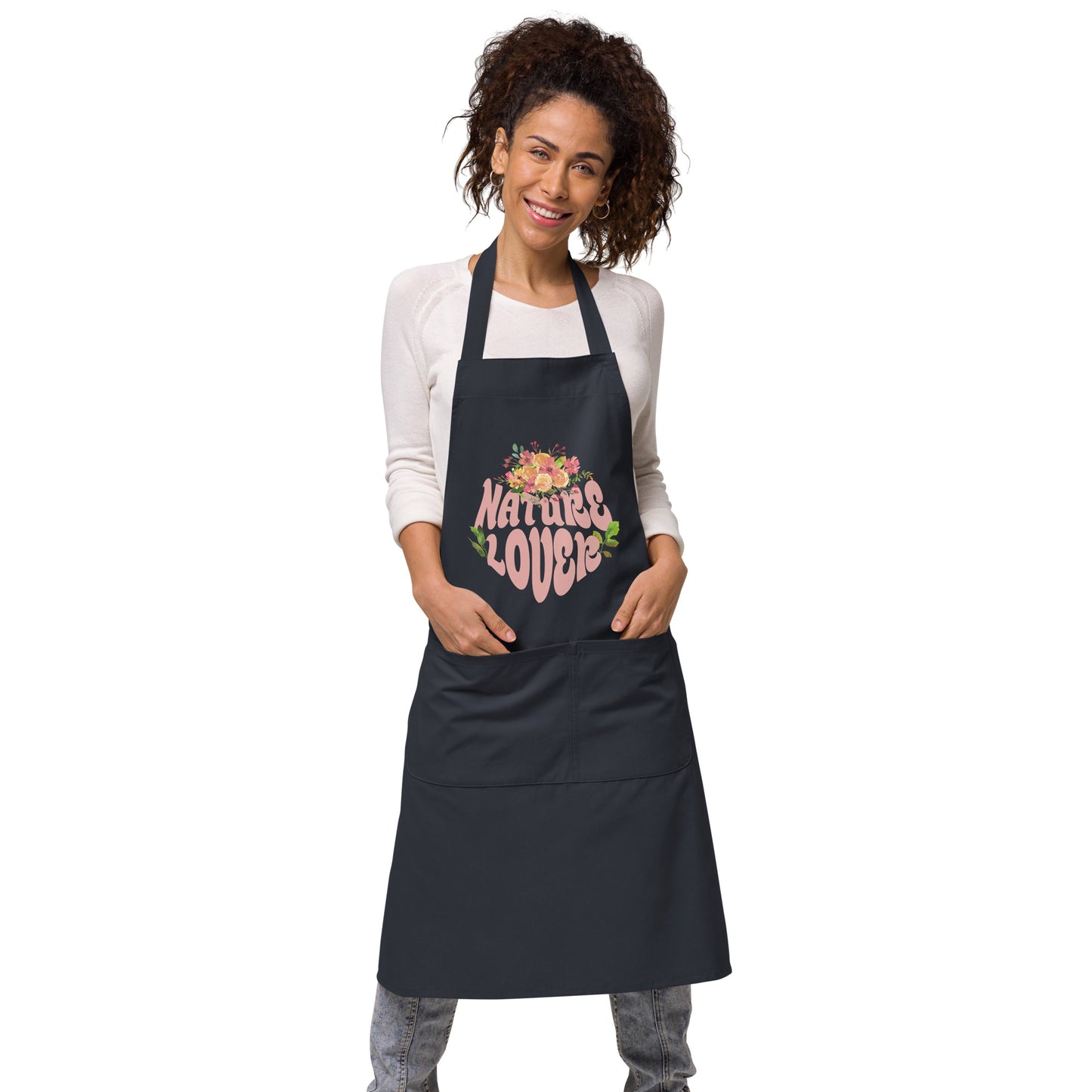 Organic Cotton Apron with Adjustable Straps and Front Pocket - Minimalist Eco-Friendly'Nature Lover'