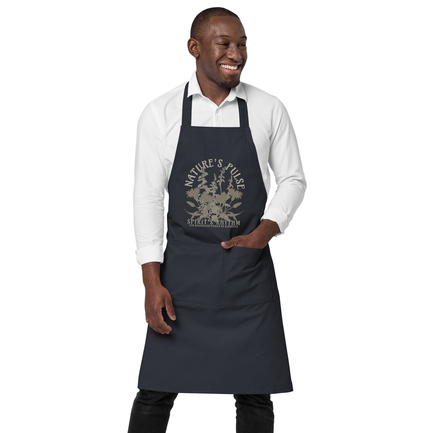 Organic Cotton Apron with Adjustable Straps and Front Pocket - Minimalist Eco-Friendly 'Nature's Pulse'