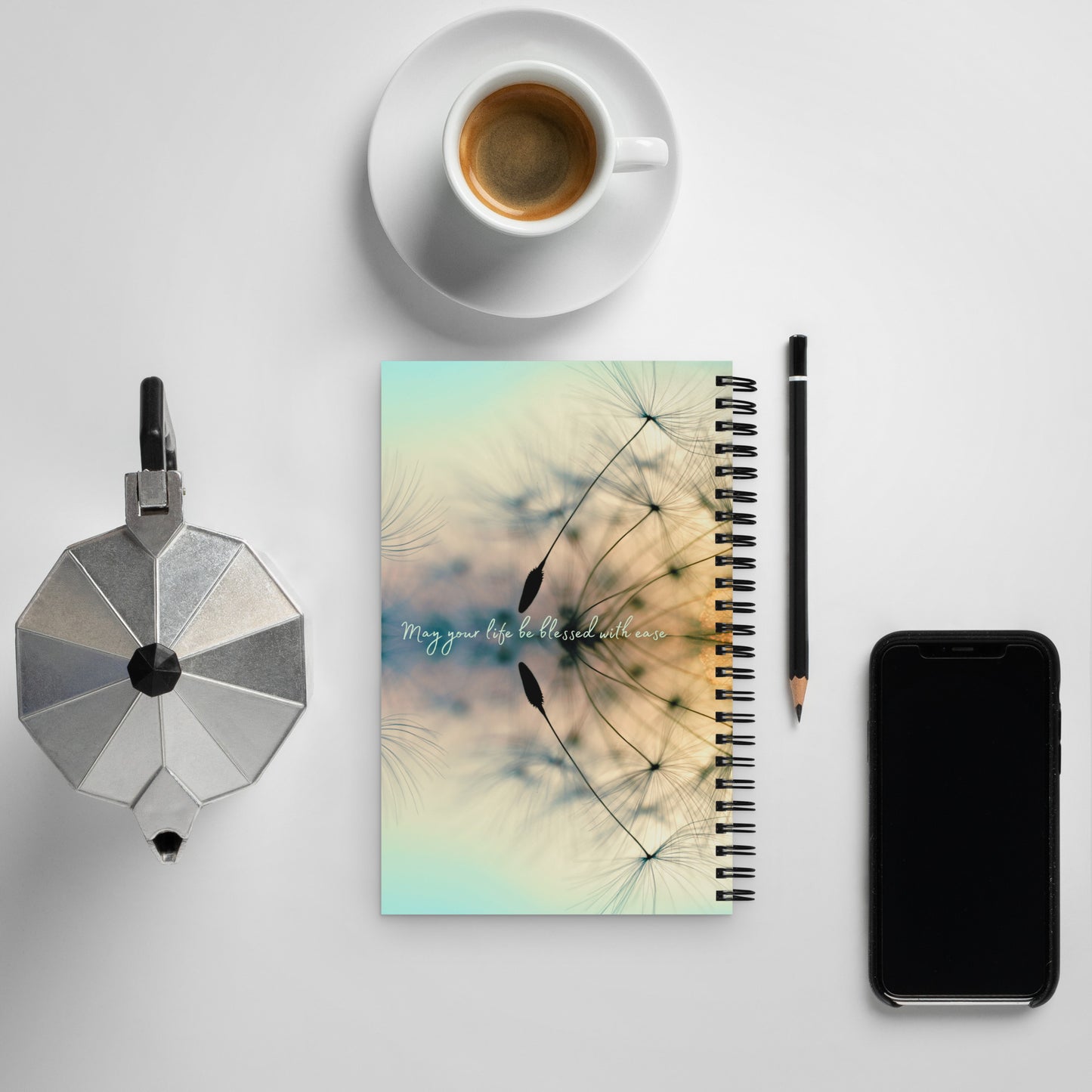 Inspirational Hardcover Spiral Notebook 'Metta Wishes'