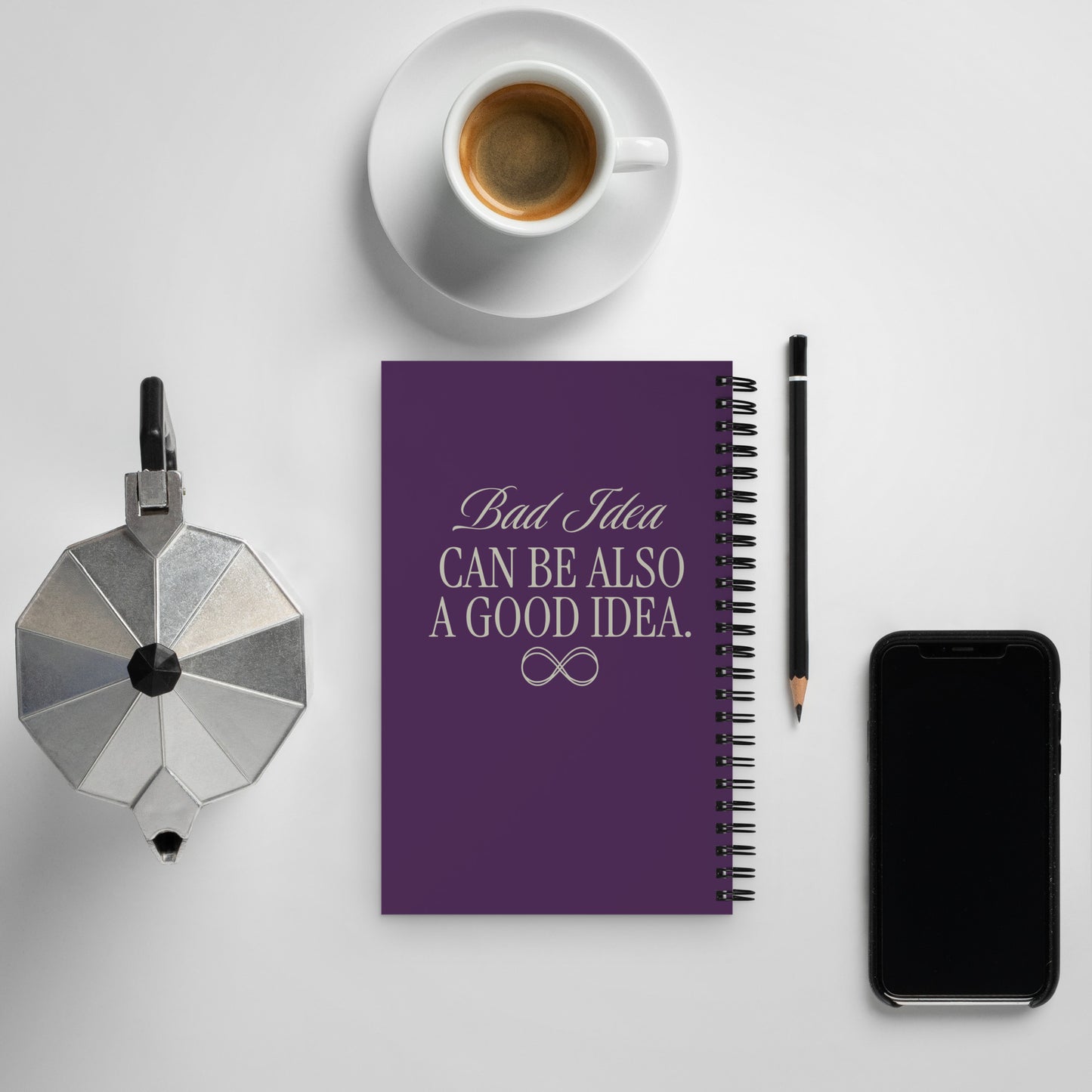 Inspirational Hardcover Spiral Notebook 'Bad Idea is A Good Idea'