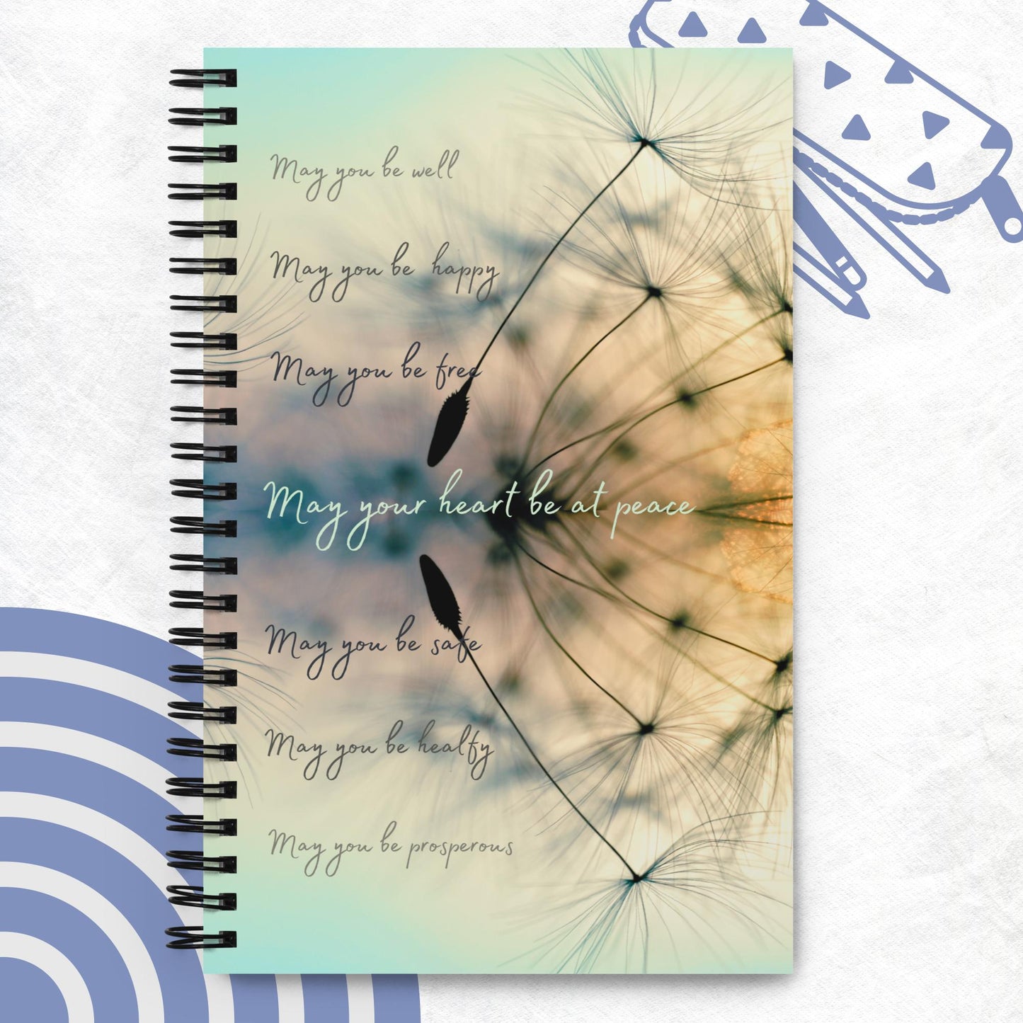 Inspirational Hardcover Spiral Notebook 'Metta Wishes'