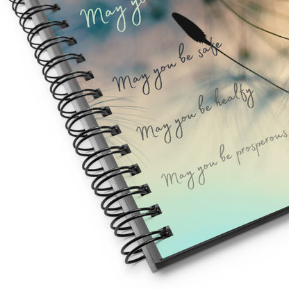 Inspirational Hardcover Spiral Notebook 'Metta Wishes'