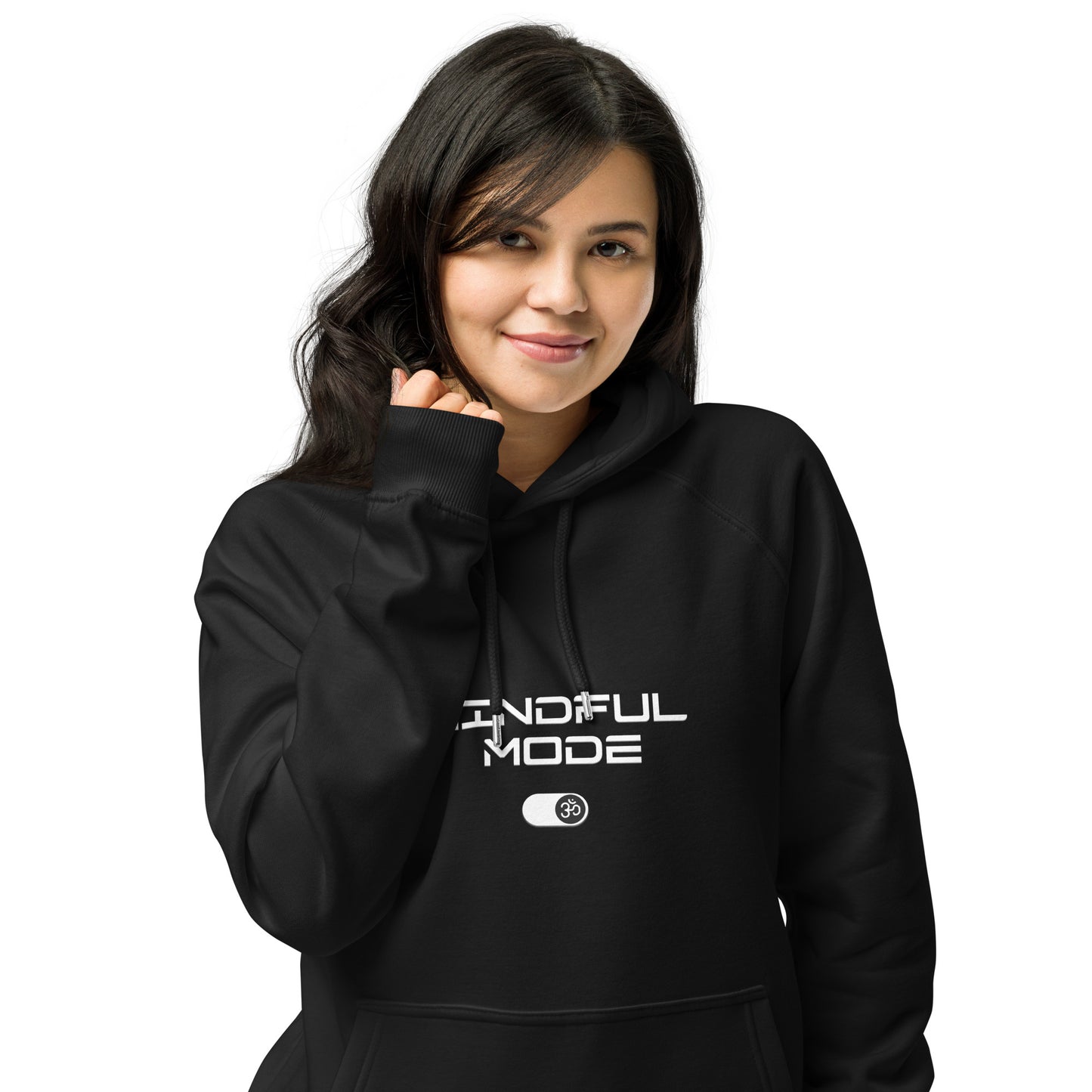 Organic Cotton Raglan Hoodie - Eco-Friendly, Soft, Sustainable 'Mindful Mode OM'