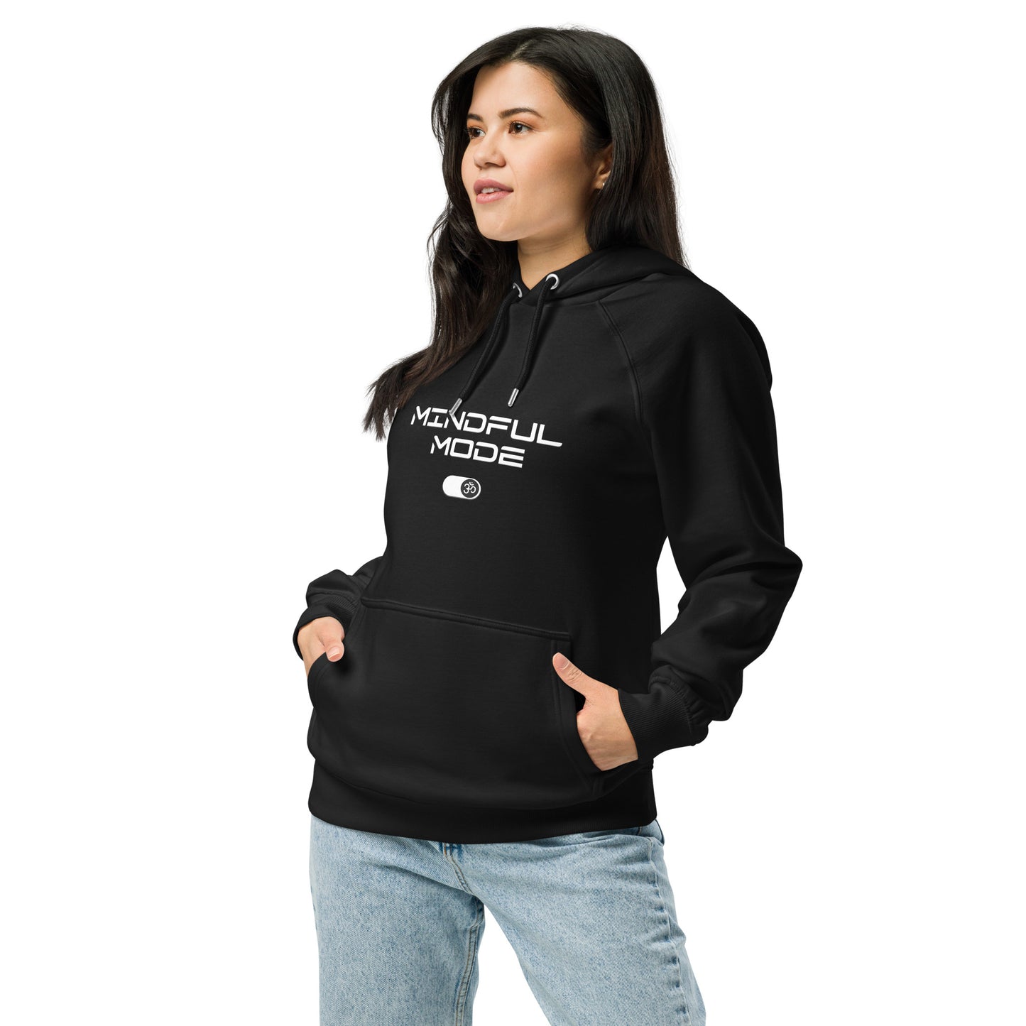 Organic Cotton Raglan Hoodie - Eco-Friendly, Soft, Sustainable 'Mindful Mode OM'