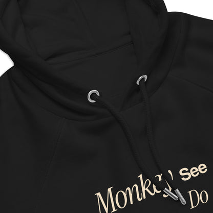 Organic Cotton Raglan Hoodie - Eco-Friendly, Soft, Sustainable 'Monkey - save endangered animals'