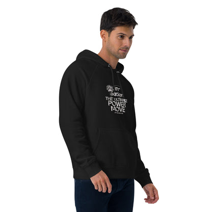 Organic Cotton Raglan Hoodie - Eco-Friendly, Soft, Sustainable 'Inaction - Power Move'