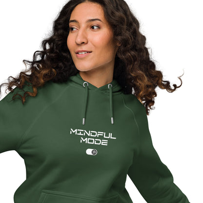 Organic Cotton Raglan Hoodie - Eco-Friendly, Soft, Sustainable 'Mindful Mode OM'