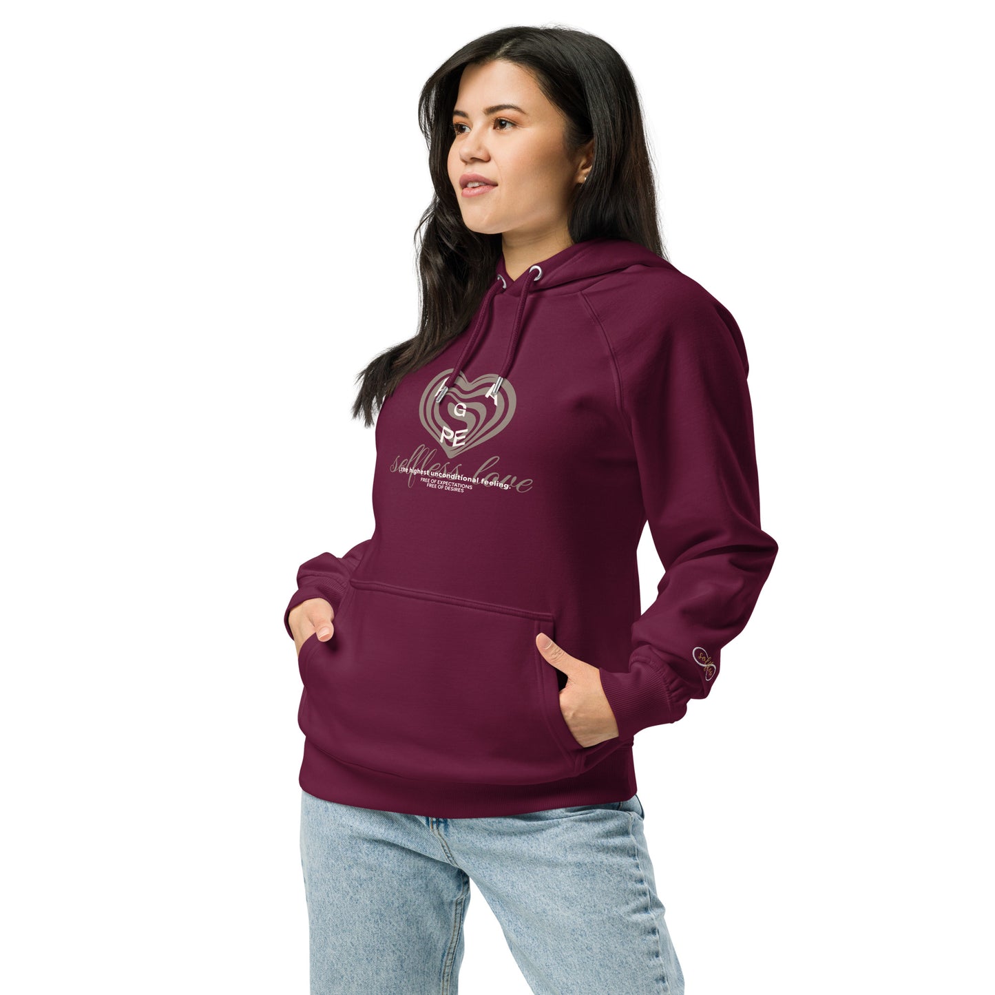 Organic Cotton Raglan Hoodie - Eco-Friendly, Soft, Sustainable 'Agape Love'