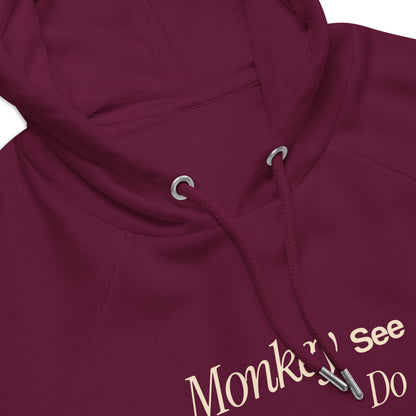 Organic Cotton Raglan Hoodie - Eco-Friendly, Soft, Sustainable 'Monkey - save endangered animals'