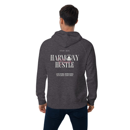 Organic Cotton Raglan Hoodie - Eco-Friendly, Soft, Sustainable 'Harmony Over Hustle'