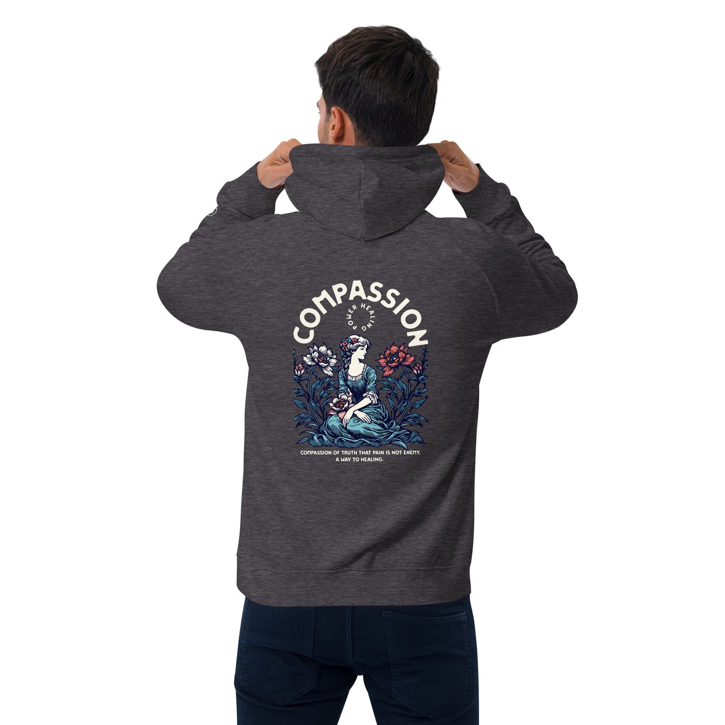 Organic Cotton Raglan Hoodie - Eco-Friendly, Soft, Sustainable 'Compassion - Healing'