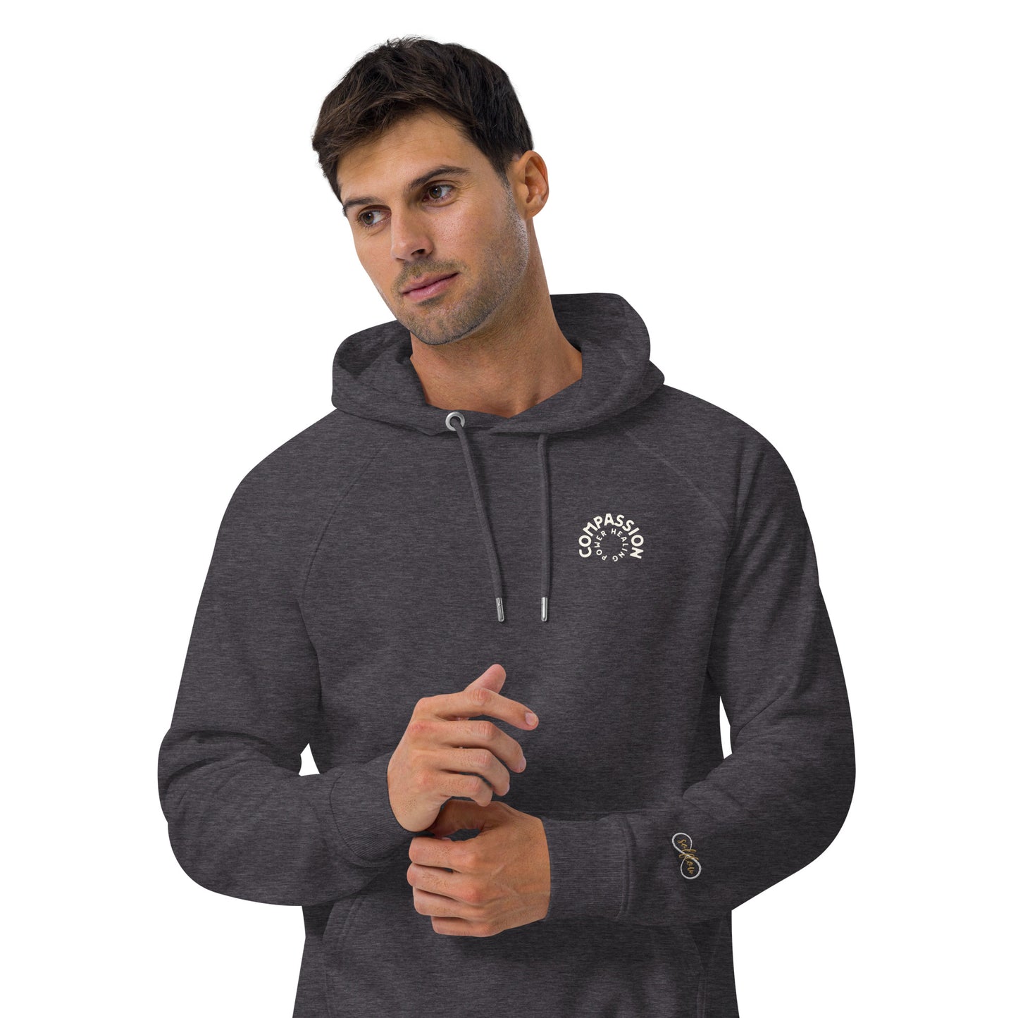 Organic Cotton Raglan Hoodie - Eco-Friendly, Soft, Sustainable 'Compassion - Healing'