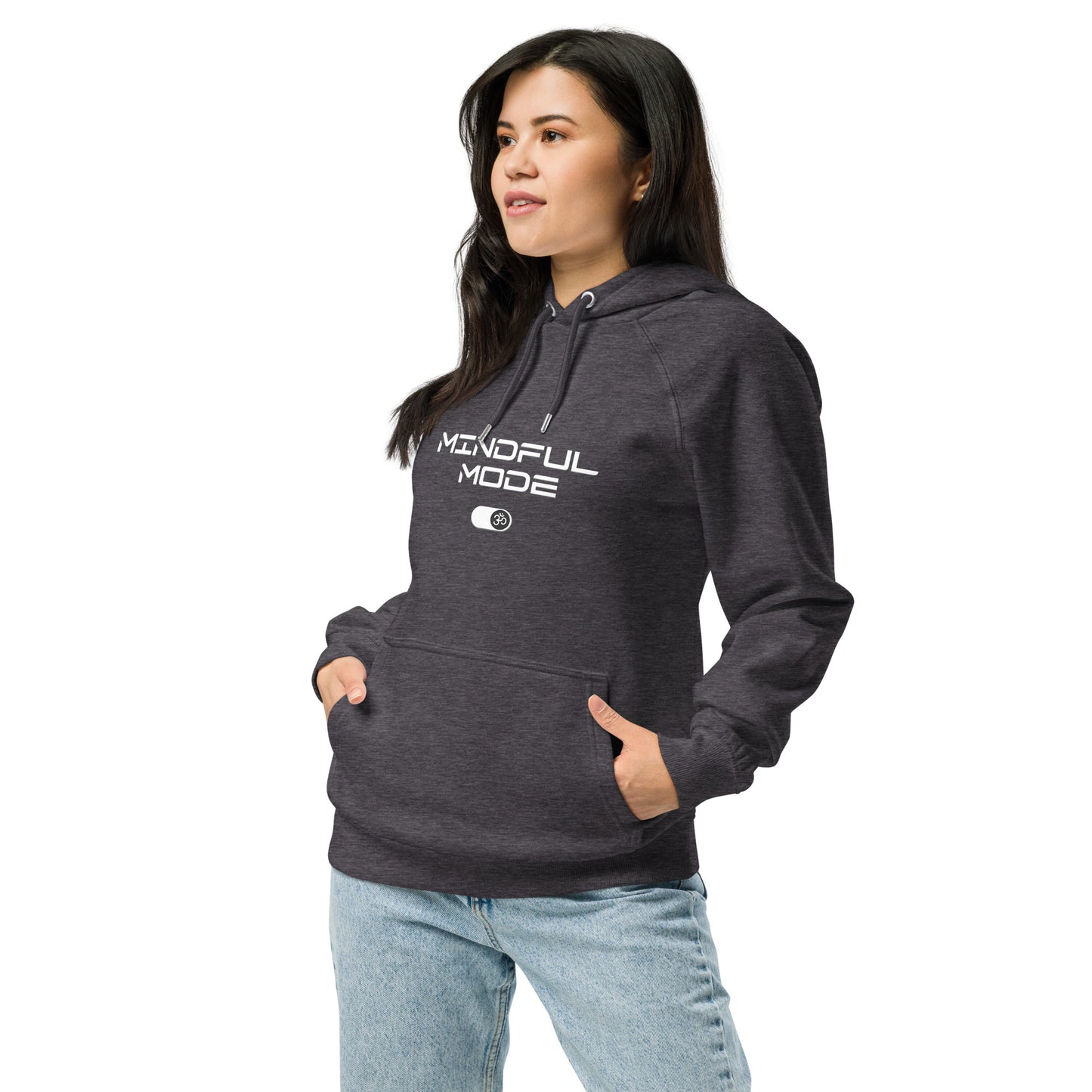 Organic Cotton Raglan Hoodie - Eco-Friendly, Soft, Sustainable 'Mindful Mode OM'