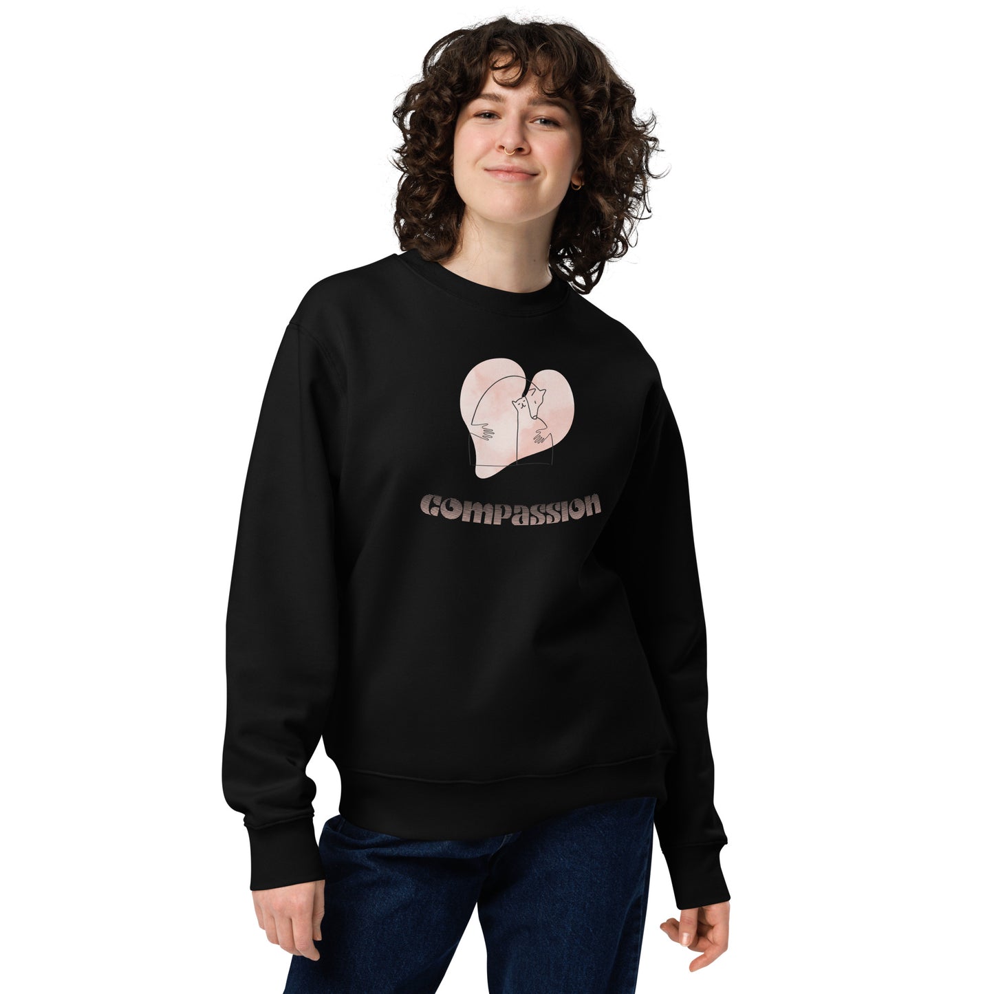 Unisex Organic Cotton Sweatshirt - Minimalist Eco-Friendly Sustainable Pullover 'Compassion'