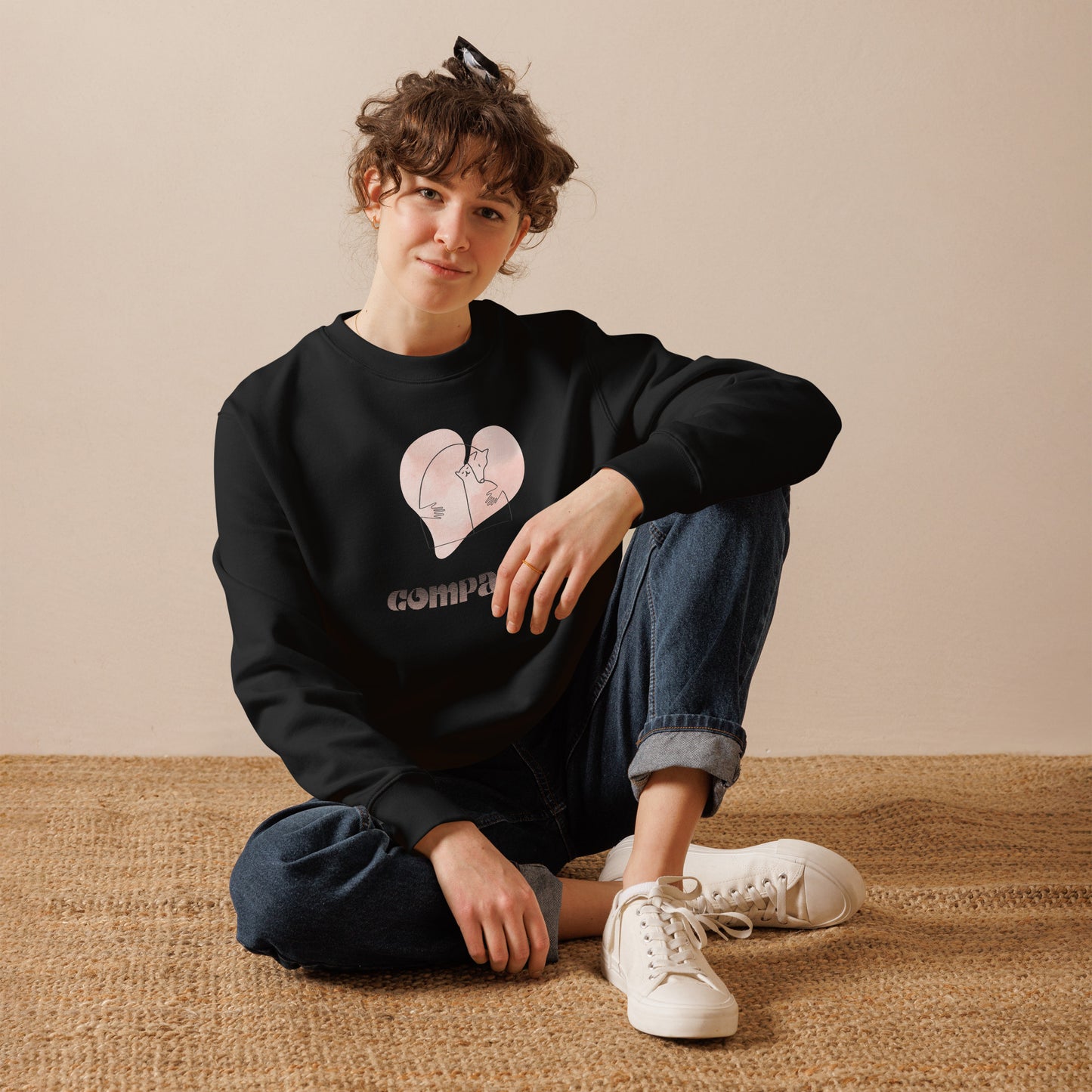 Unisex Organic Cotton Sweatshirt - Minimalist Eco-Friendly Sustainable Pullover 'Compassion'