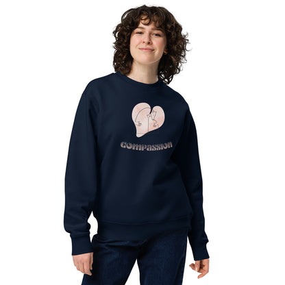 Unisex Organic Cotton Sweatshirt - Minimalist Eco-Friendly Sustainable Pullover 'Compassion'