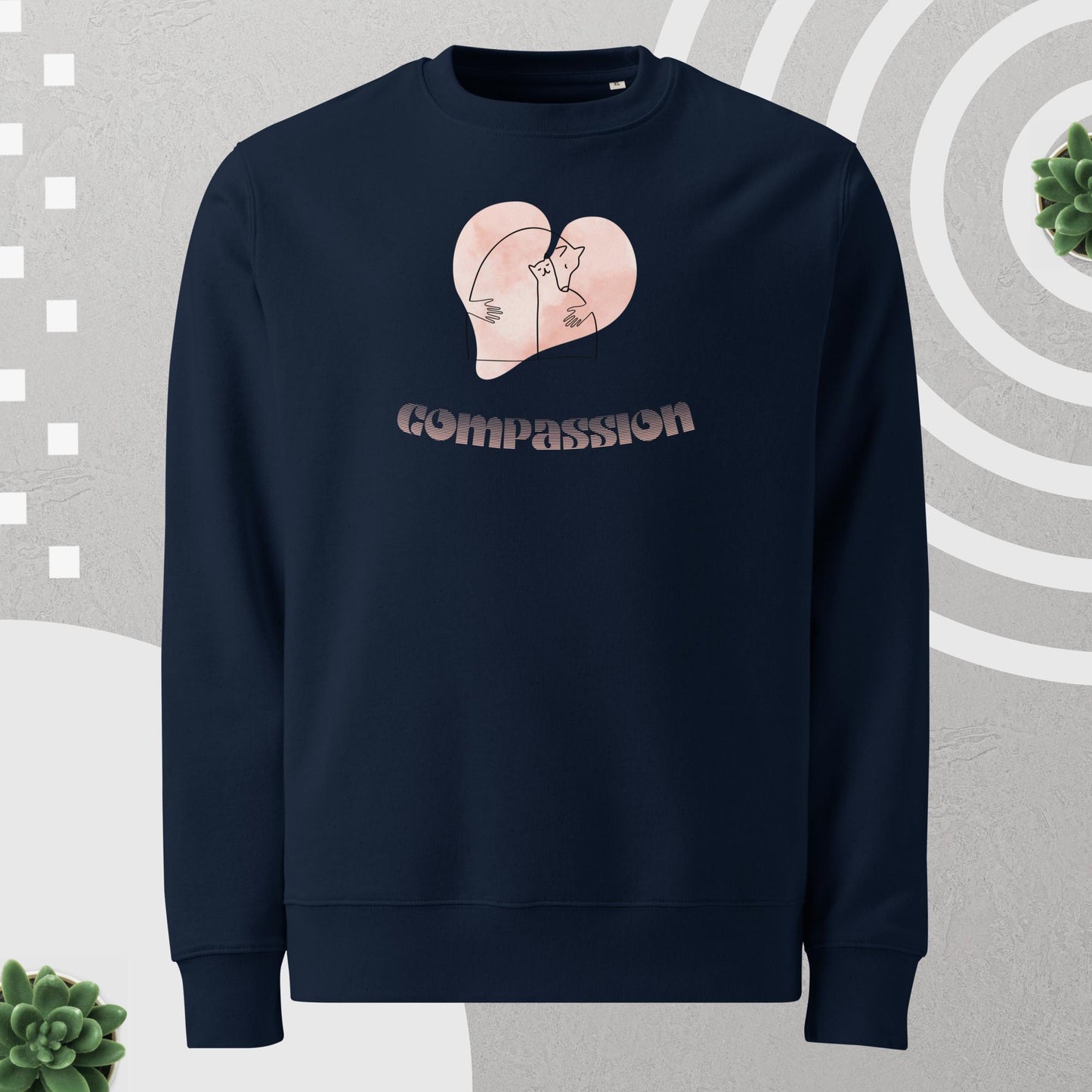 Unisex Organic Cotton Sweatshirt - Minimalist Eco-Friendly Sustainable Pullover 'Compassion'