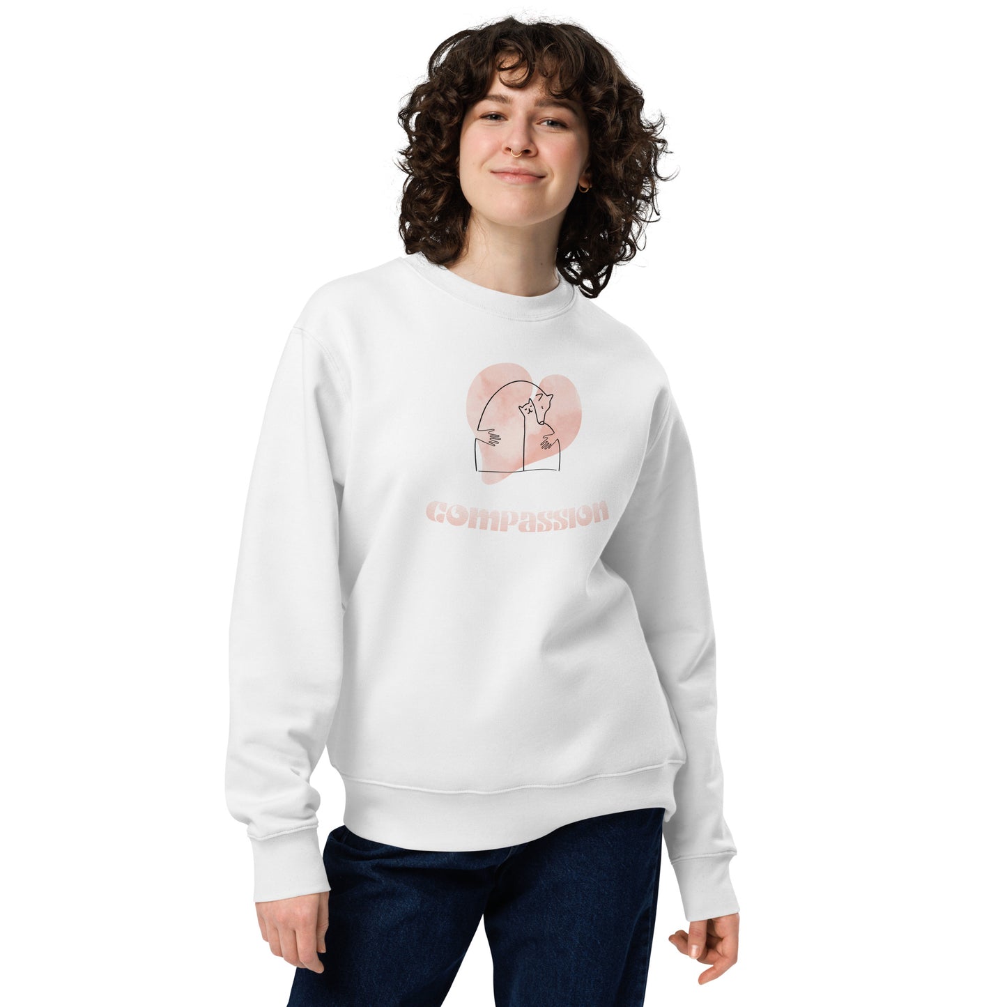 Unisex Organic Cotton Sweatshirt - Minimalist Eco-Friendly Sustainable Pullover 'Compassion'