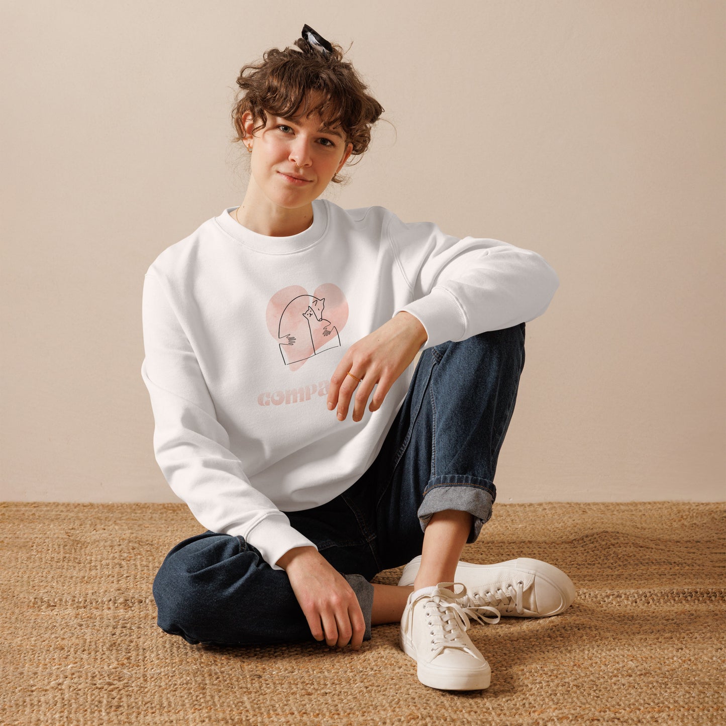 Unisex Organic Cotton Sweatshirt - Minimalist Eco-Friendly Sustainable Pullover 'Compassion'