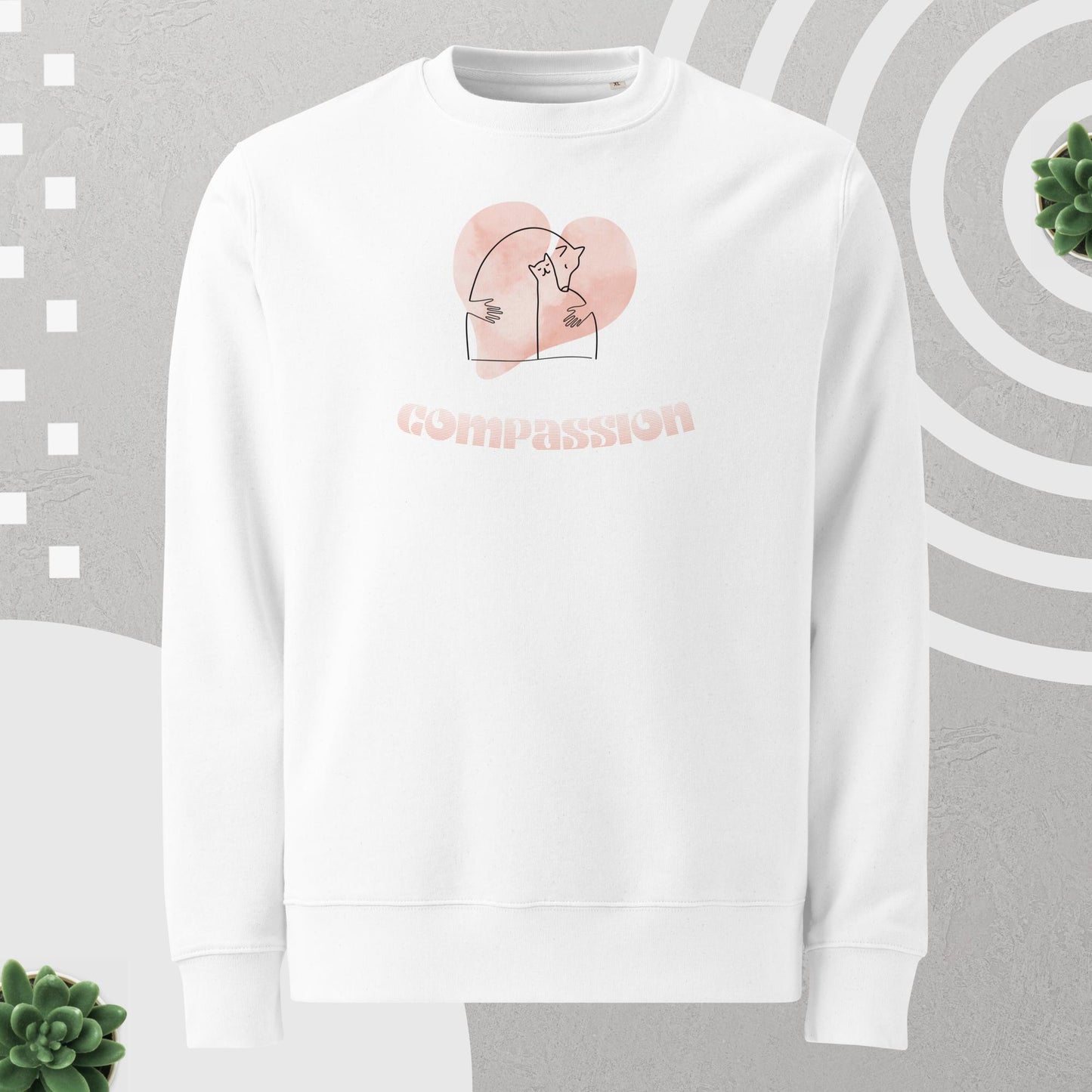 Unisex Organic Cotton Sweatshirt - Minimalist Eco-Friendly Sustainable Pullover 'Compassion'