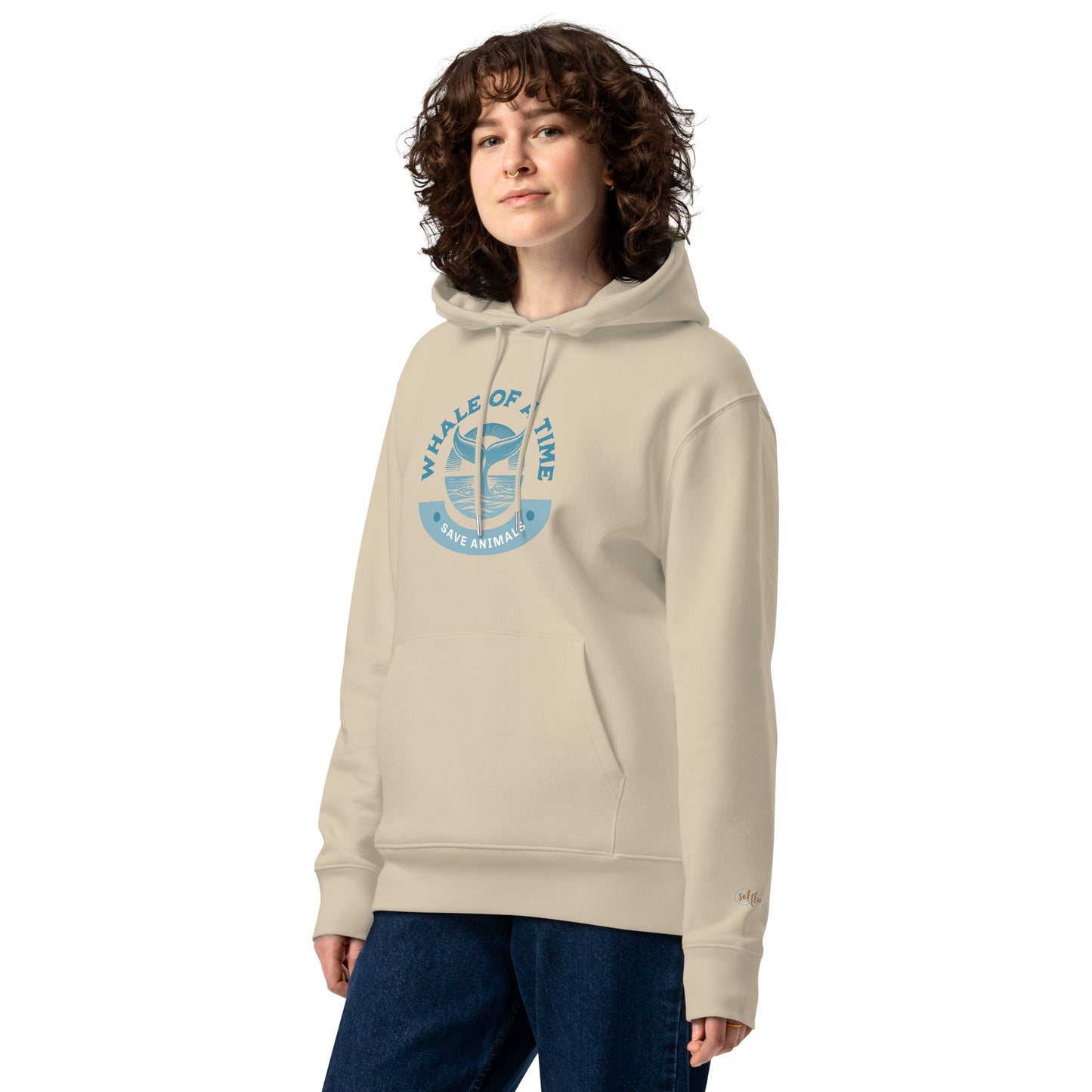 Organic Cotton Hoodie - Eco-Friendly, Soft, Sustainable 'Whale - Save Endangered Animals'