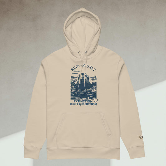 Organic Cotton Hoodie - Eco-Friendly, Soft, Sustainable 'Seal - Save Endangered Animals'