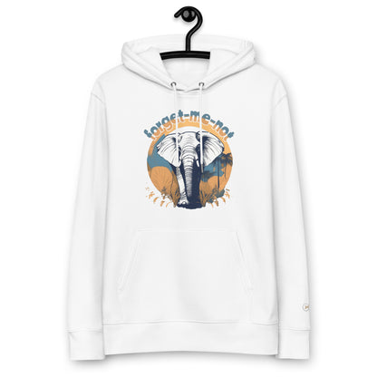 Organic Cotton Hoodie - Eco-Friendly, Soft, Sustainable 'Elephant - save endangered animals'