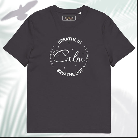 Unisex Organic Cotton T-Shirt - Eco-Friendly Minimalist Sustainable Tee 'Calm - Breathwork'