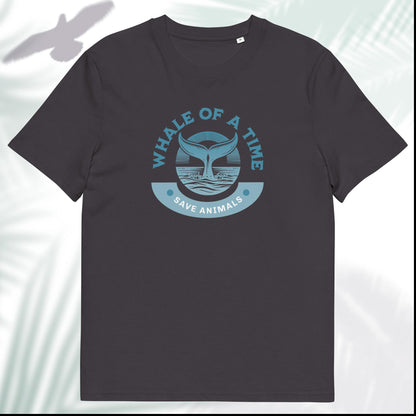 Unisex Organic Cotton T-Shirt - Eco-Friendly Minimalist Sustainable Tee 'Whale - Save Endangered Animals'