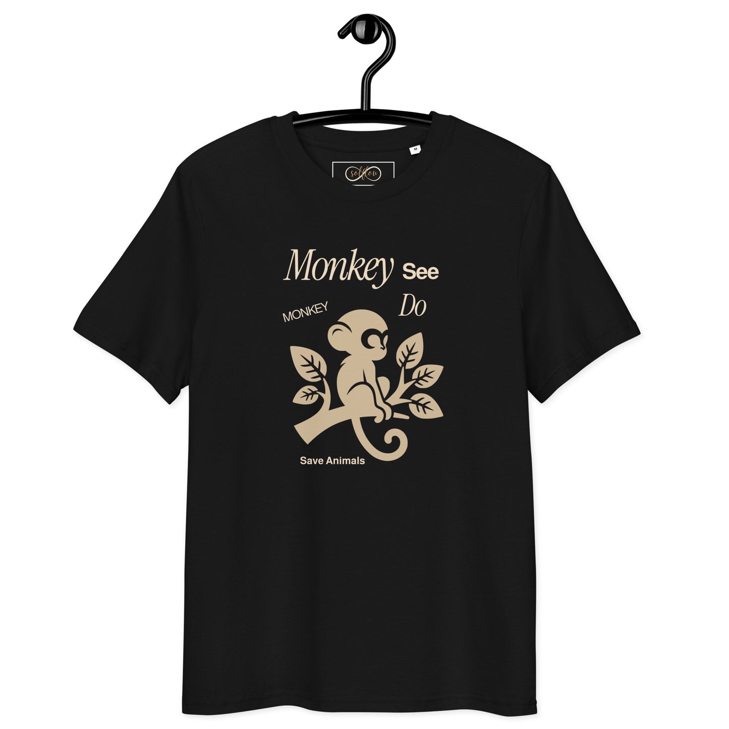 Unisex Organic Cotton T-Shirt - Eco-Friendly Minimalist Sustainable Tee 'Monkey -Save Animals'