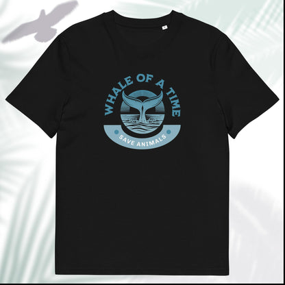 Unisex Organic Cotton T-Shirt - Eco-Friendly Minimalist Sustainable Tee 'Whale - Save Endangered Animals'