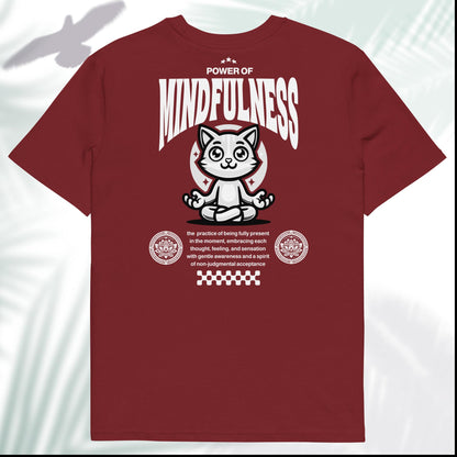 Unisex Organic Cotton T-Shirt - Eco-Friendly Minimalist Sustainable Tee 'Power of Mindfulness' White Print